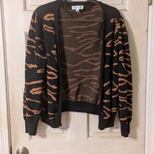 Amour Vert Black and Brown Patterned Cardigan